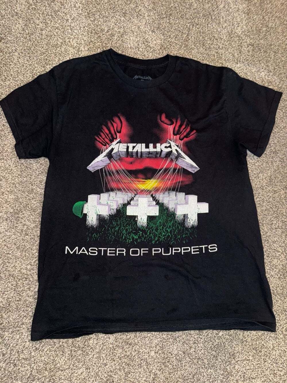 Metallica Master of Puppets T-Shirt Size M Black Rock Band Graphic Tee